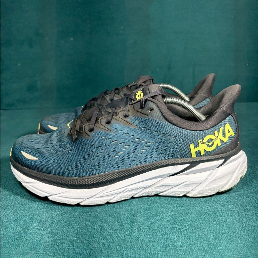 Hoka One Clifton 8 Green Athletic cushioned shoes men’s size 12